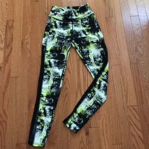 Small, Black and Neon Leggings. Mesh Sides